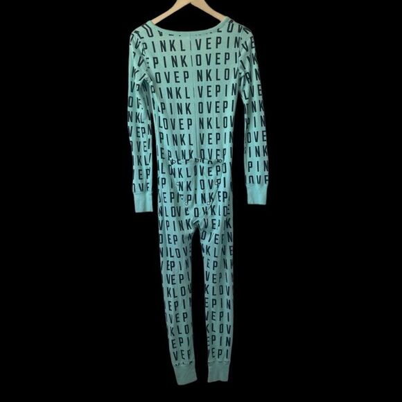 Victoria's Secret PINK Aqua/Black Waffle Knit Love Pink Onesie Sz XS - Picture 4 of 9